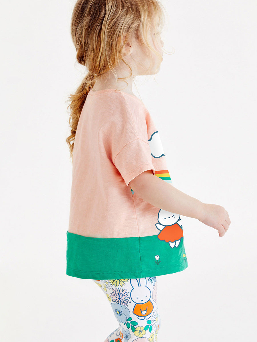 Girls Sunny Day Cartoon T-Shirt And Floral Pants Set, MyKids-USA®, Baby & Toddler Tops, MyKids-USA - - - - - - - .