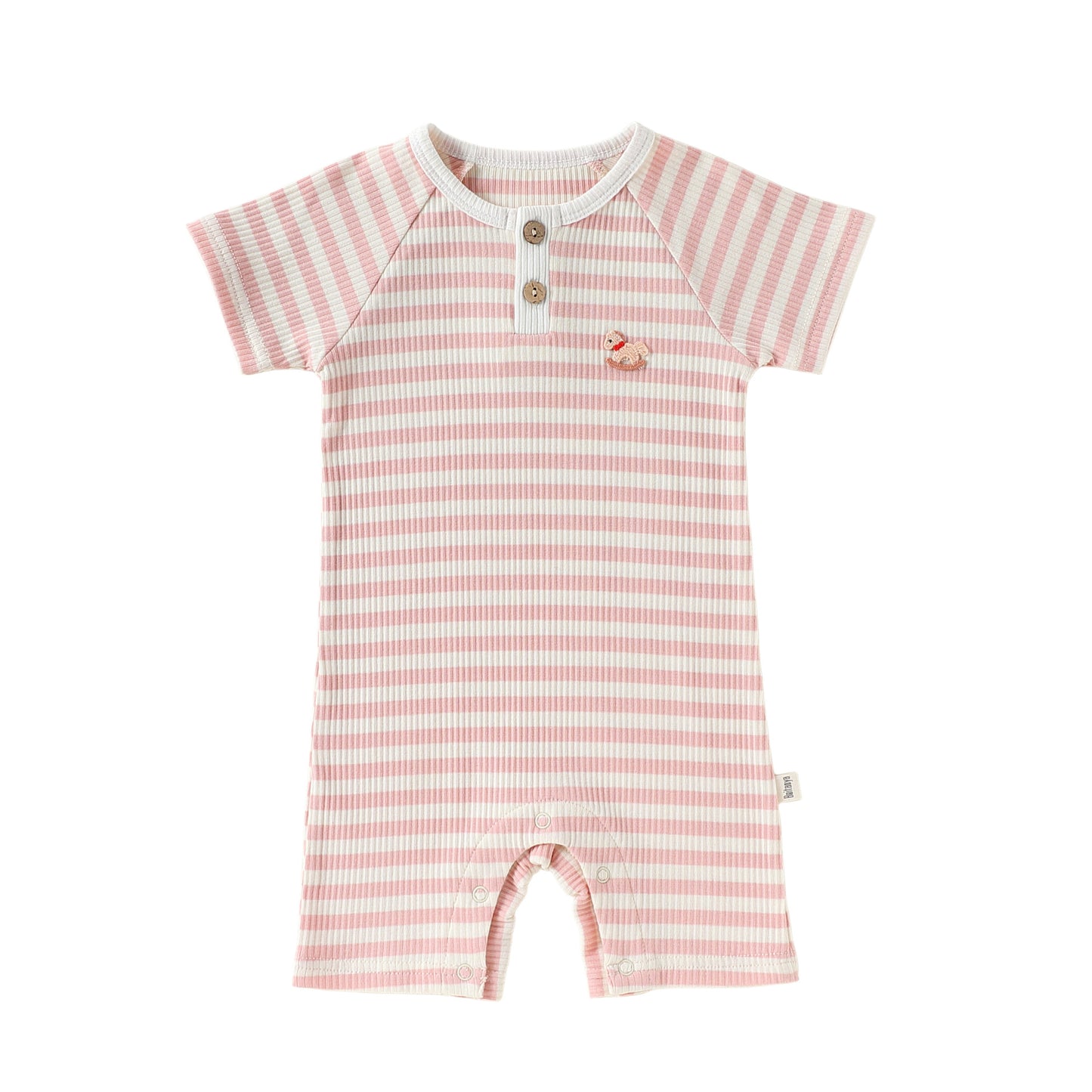 Summer Arrival Baby Unisex Short Sleeves Cartoon and Striped Pattern Rompers Bodysuits, MyKids-USA®, Baby & Children's One-Pieces, MyKids-USA - Size/Age - 66 (3-6M) - Color - Pink - - - TR2604272354-B.