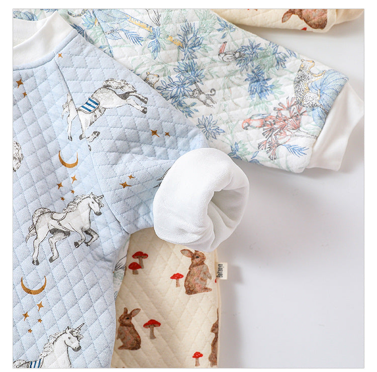Baby Unisex Cartoon Print Cotton Padded Thickened Winter Romper, MyKids-USA®, Baby One-Pieces, MyKids-USA - - - - - - -
