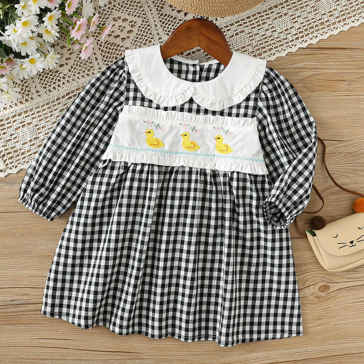 Arrival Autumn Girls Duck and Plaid Pattern Long Sleeves Dress with Collar, MyKids-USA®, Baby & Toddler Dresses, MyKids-USA - - - - - - -