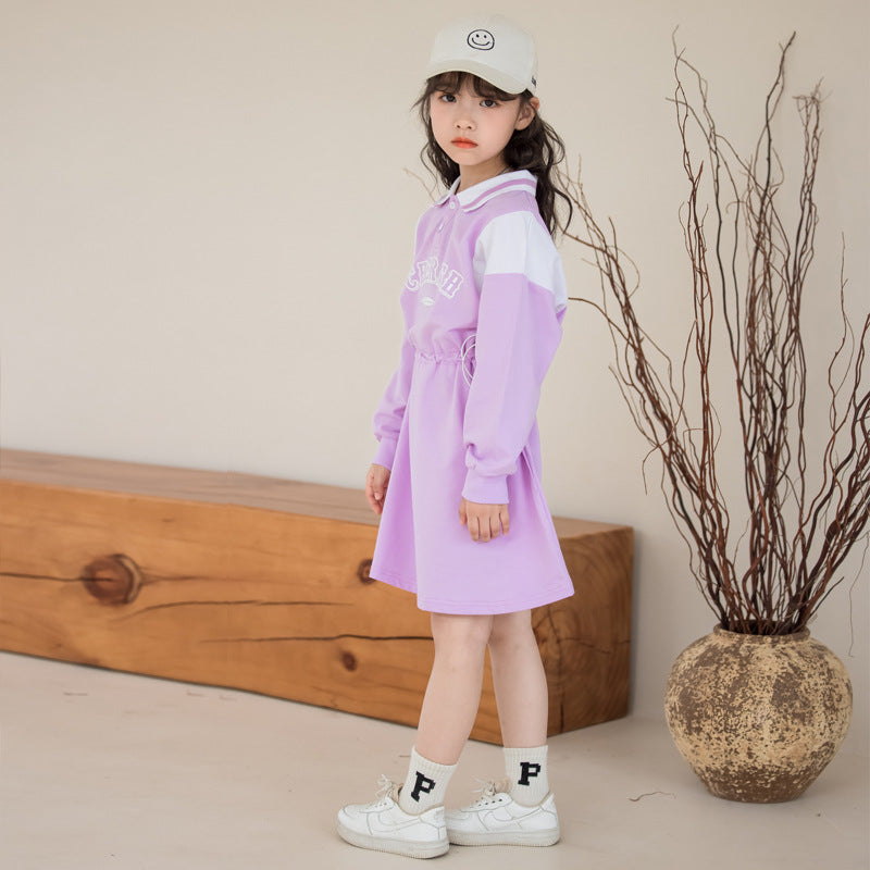 Autumn Arrival Long Sleeves Letters Pattern Sporty Dress for Stylish Girls