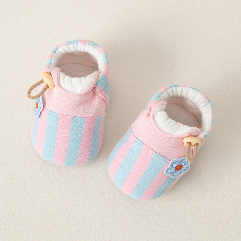 Autumn and Winter Baby Unisex Cute Color Patchwork Thicken Toddler Soft-Sole Walking Shoes