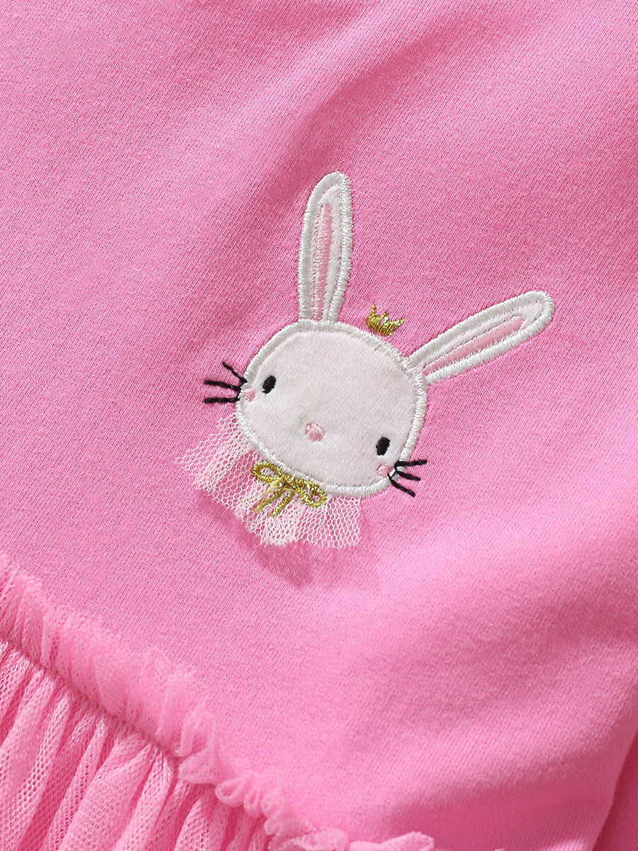 Arrival Autumn Girls Cartoon Rabbit Logo Crew Neck Long Sleeves Pink Tulle Patchwork Princess Dress, MyKids-USA®, Baby & Toddler Dresses, MyKids-USA - - - - - - - .