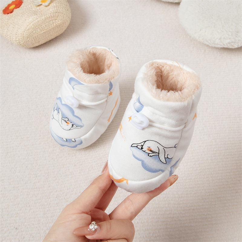 Winter Hot Selling Baby Animals Cartoon Print Thickened Cotton-padded Fleece-lined Warm Soft Bottom Shoes, MyKids-USA®, Baby & Toddler Shoes, MyKids-USA - Size/Age - insole length 12.00 cm - Color - White - - - TR2412122319-C