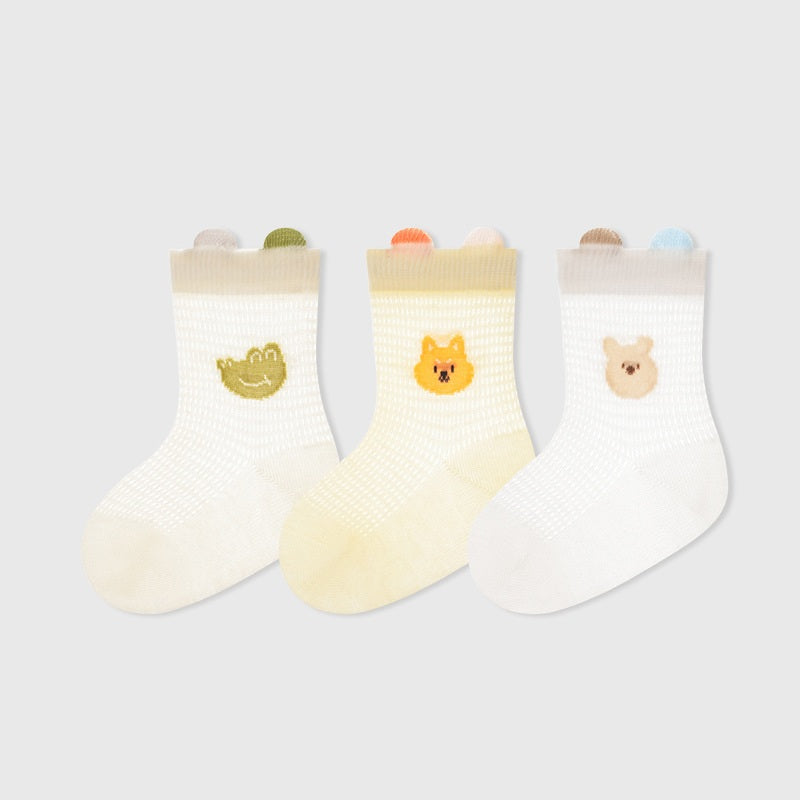 All-Season Baby Boys and Girls Cute Animals Cartoon Pattern Socks 1 Lot=3-Pair Set, MyKids-USA®, Baby & Toddler Socks & Tights, MyKids-USA - Size/Age - XS (0-6M) - Color - Yellow - - - TR2604242111-D.