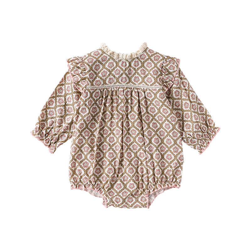 Spring Arrival Baby Girls Long Sleeves Vintage Floral Pattern Rompers and Onesies, MyKids-USA®, Baby One-Pieces, MyKids-USA - - - - - - -