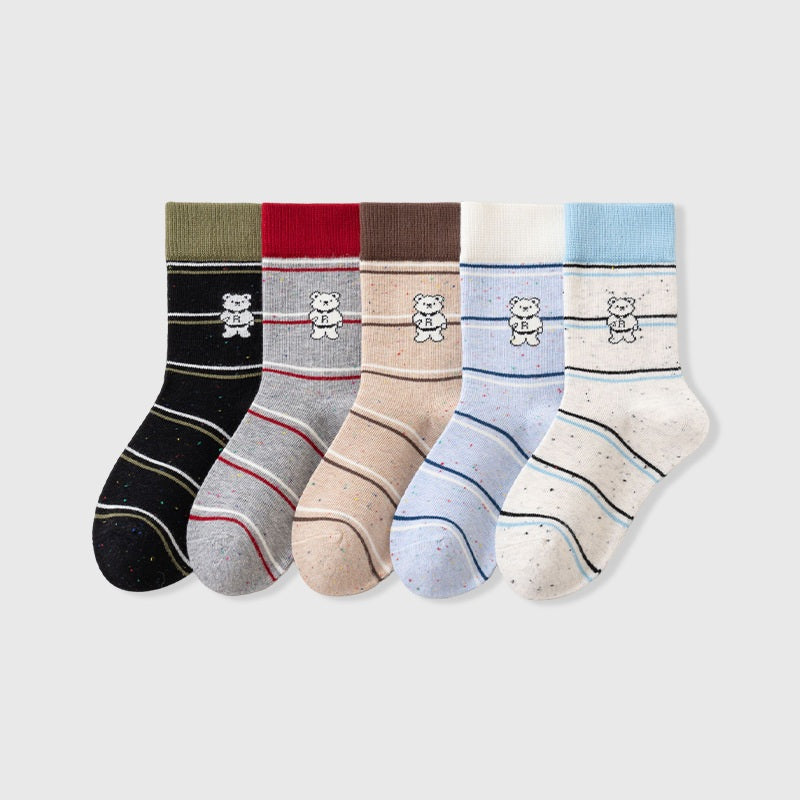 Autumn and Winter Arrival Baby Unisex Breathable Cute Cartoon Pattern Socks 1 Lot=5-Pair Set, MyKids-USA®, Baby & Toddler Socks & Tights, MyKids-USA - Size/Age - S (1-3Y) - Color - Black - - - TR2511192243-B