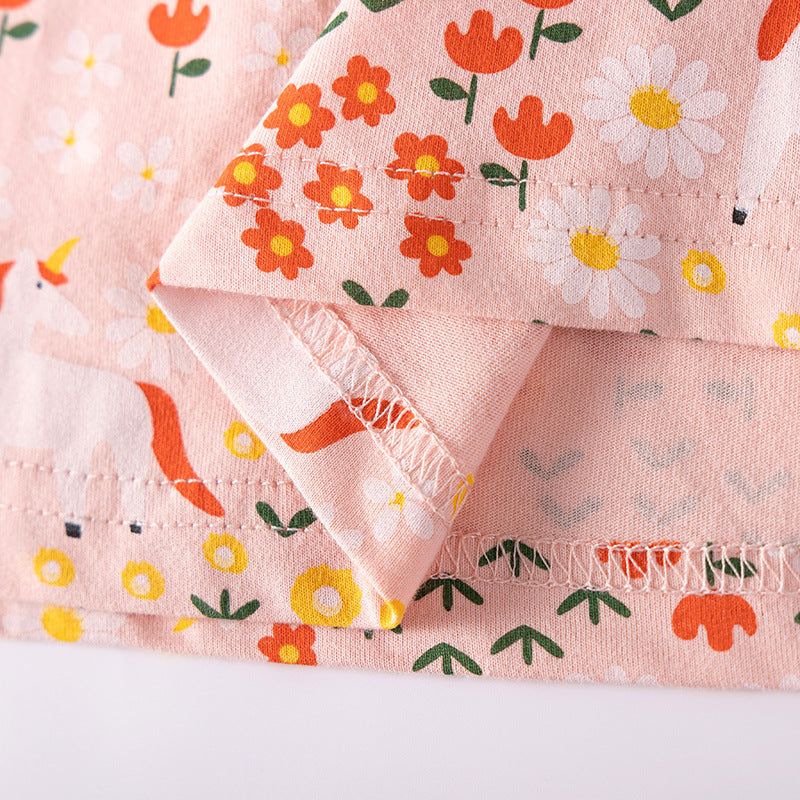 Summer Arrival Flowers and Animals Pattern Short Sleeves Dress for Stylish Girls, MyKids-USA®, Baby & Toddler Dresses, MyKids-USA - - - - - - - .