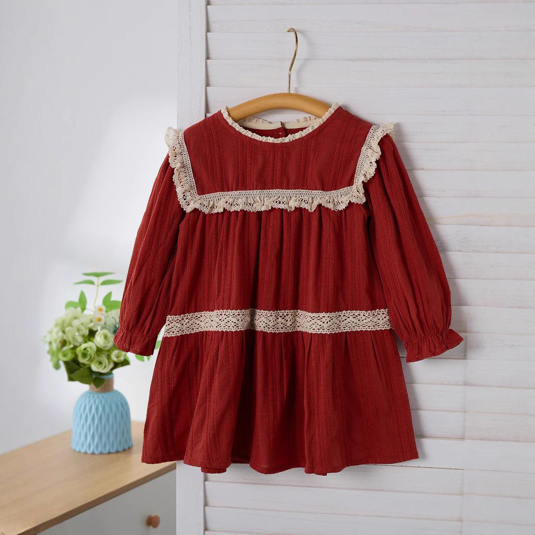 Summer Baby Kids Girls Long Sleeves Lace Pattern Dress MyKids-USA Summer Baby Kids Girls Long Sleeves Lace Pattern Dress MyKids-USA