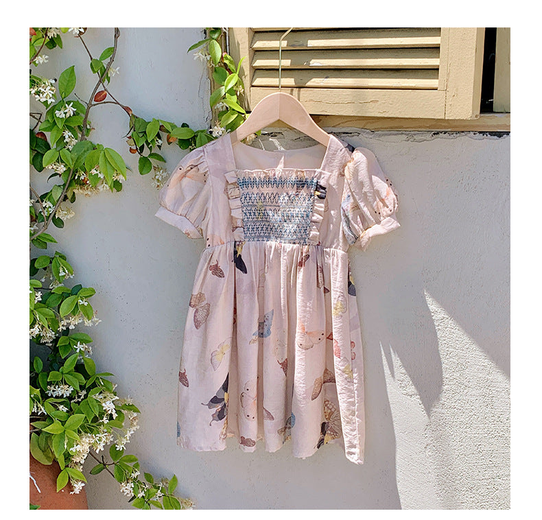 Summer Baby Kids Girls Short Sleeves Butterfly Pattern Printed Dress, MyKids-USA®, Baby & Toddler Dresses, MyKids-USA - - - - - - -