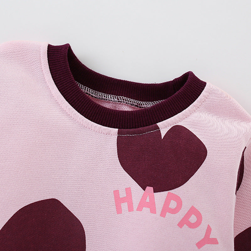 Autumn and Spring Arrival Hearts and Letters Pattern Long Sleeves Pullover for Stylish Girls, MyKids-USA®, Sweaters, MyKids-USA - - - - - - -