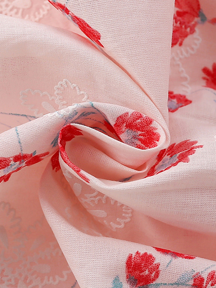 Summer Design Girls’ Elegant Flowers Pattern Short Sleeves Crew Neck Dress, MyKids-USA®, Baby & Toddler Dresses, MyKids-USA - - - - - - -