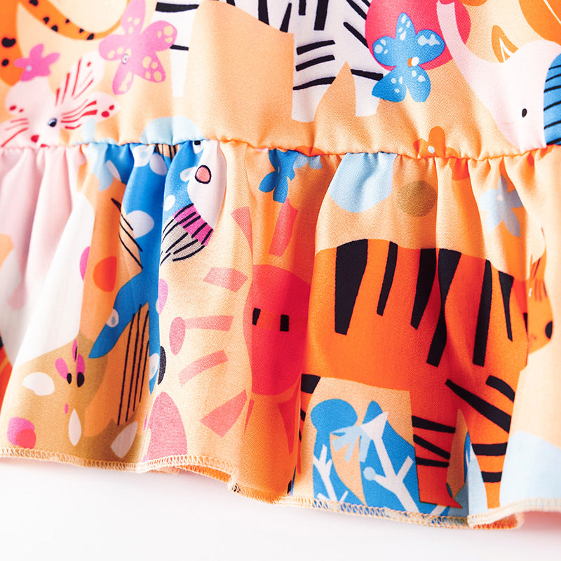 Summer Arrival Animals Cartoon Pattern Sleeveless Dress for Stylish Girls, MyKids-USA®, Baby & Toddler Dresses, MyKids-USA - - - - - - -