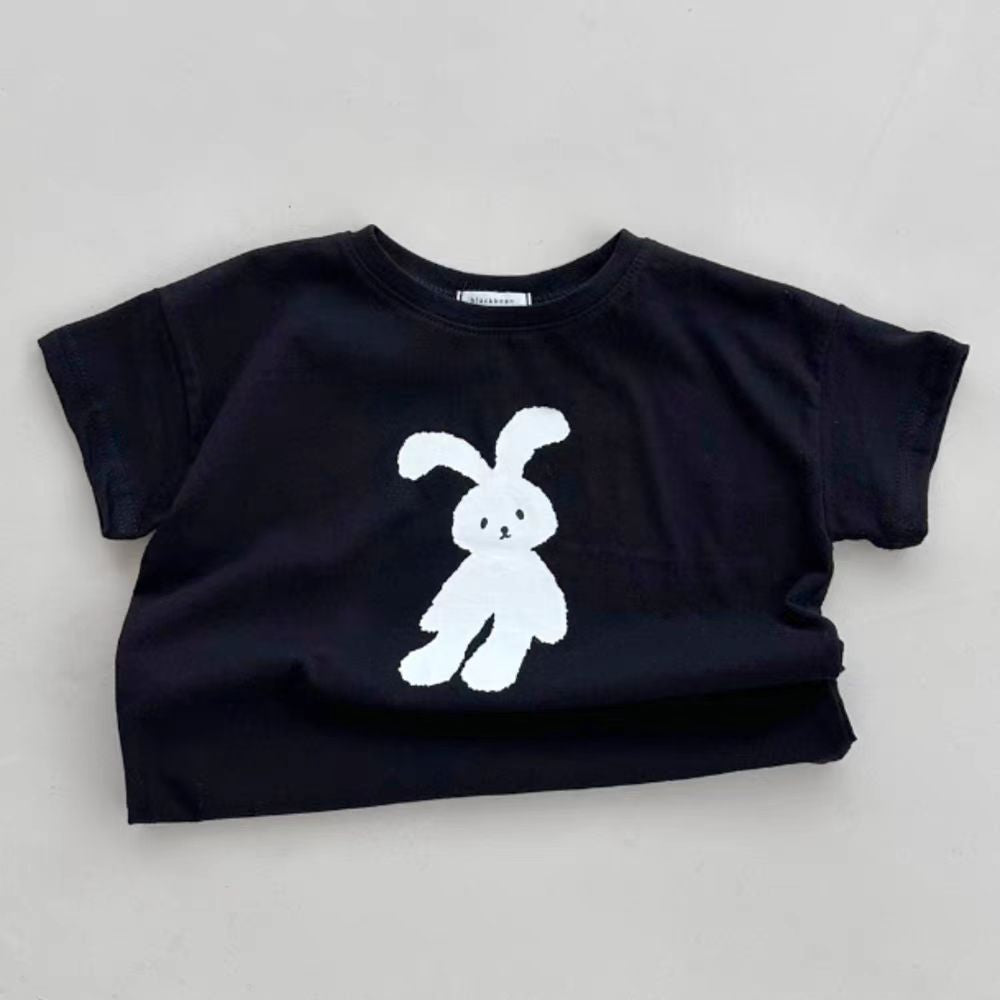Summer Arrival Kids Crew Neck Short Sleeves Thin Rabbit Print Top T-Shirt, MyKids-USA®, Baby & Toddler Tops, MyKids-USA - Size/Age - 66 (3-6M) - Color - Black - - - TR2404142135-B