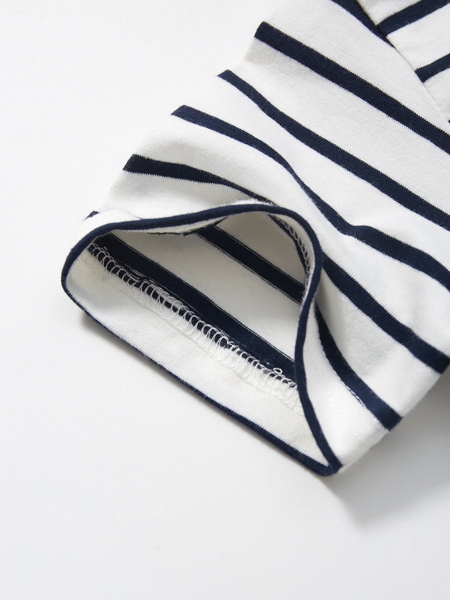 Baby Kids Girls Black Striped Floral Pattern Short Sleeves T-Shirt, MyKids-USA®, Baby & Toddler Tops, MyKids-USA - - - - - - -