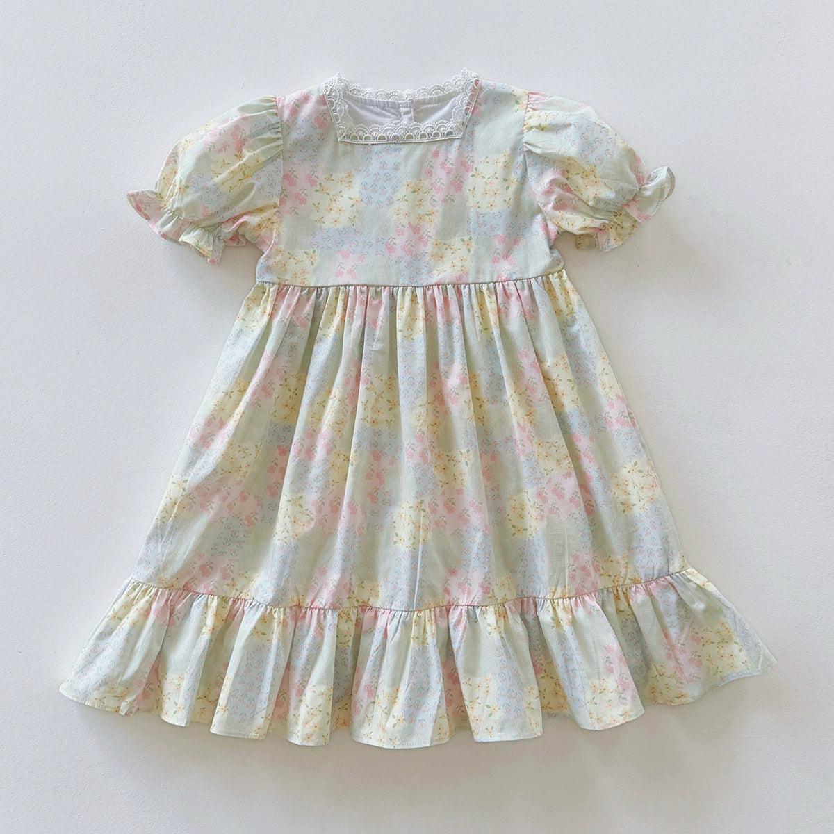 Summer Baby Kids Girls Short Sleeves Flowers Pattern Printed Dress, MyKids-USA®, Baby & Toddler Dresses, MyKids-USA - - - - - - -