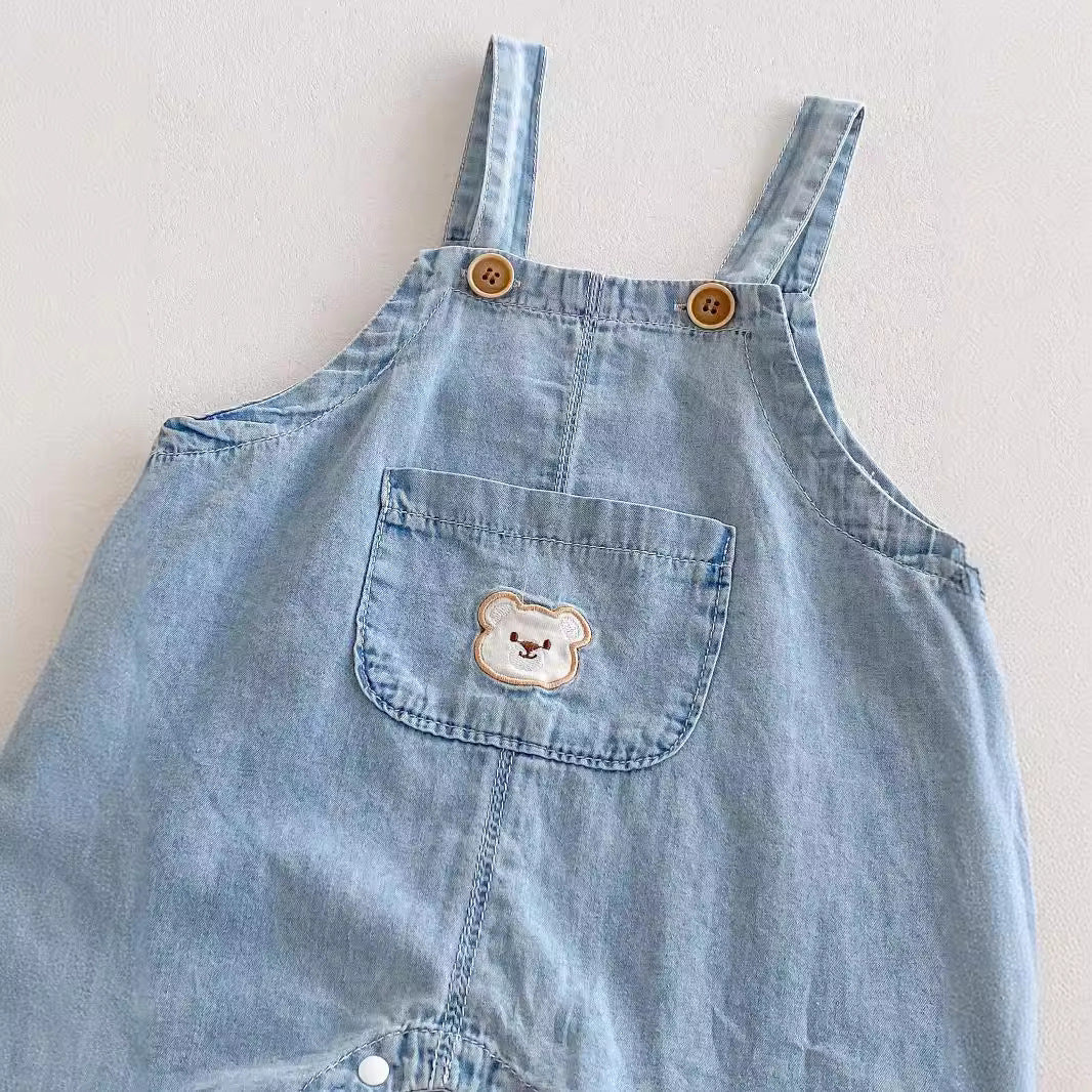 Arrival Summer Baby Kids Unisex Teddy Bear Pattern Short Sleeves T-Shirt And Thin Denim Overalls Romper – Baby Matching Clothing Set, MyKids-USA®, Baby One-Pieces, MyKids-USA - - - - - - -