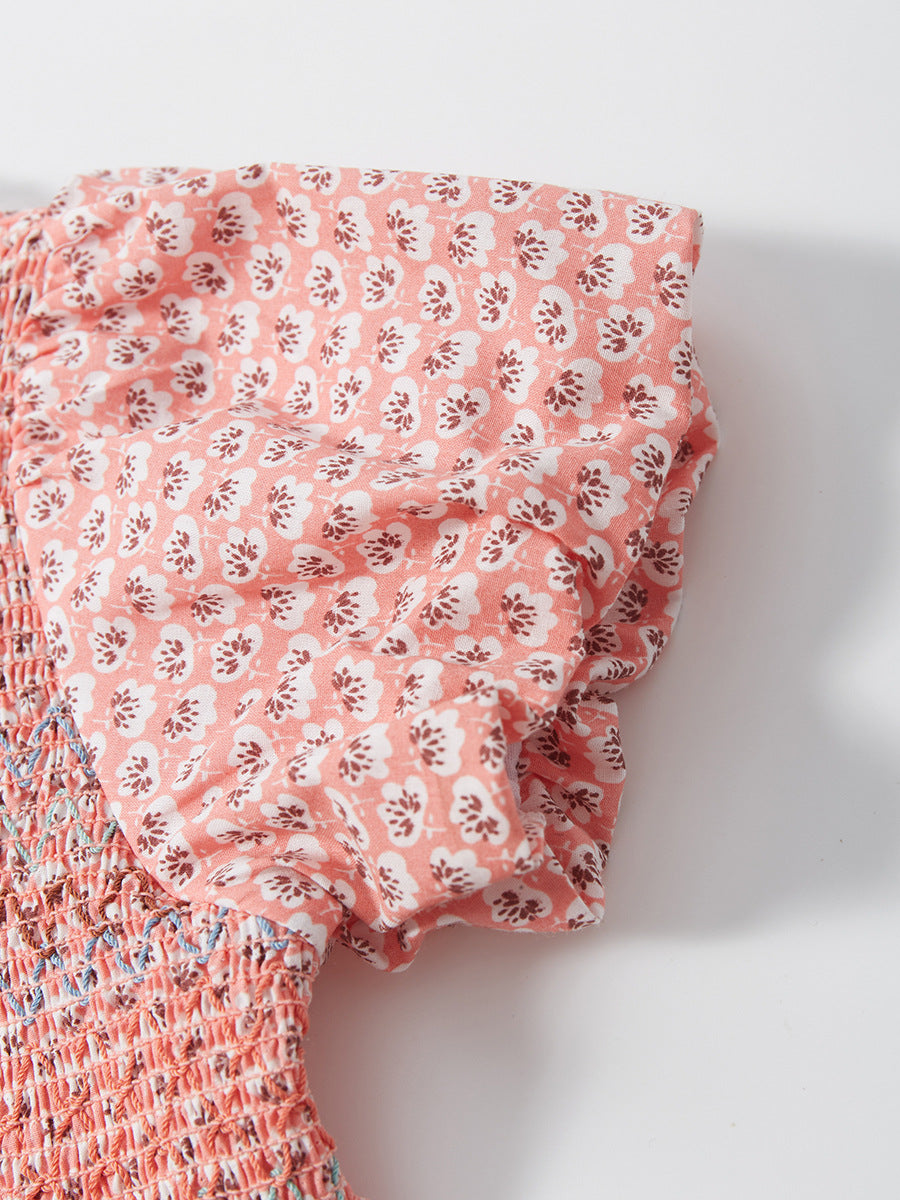 Summer Baby Kids Girls Short Sleeves Lace Collar Print Dress, MyKids-USA®, Baby & Toddler Dresses, MyKids-USA - - - - - - -