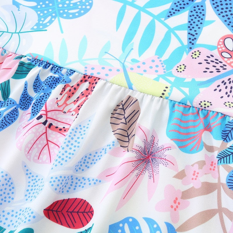 Summer Arrival Colorful Jungle Pattern Sleeveless Dress for Stylish Girls, MyKids-USA®, Baby & Toddler Dresses, MyKids-USA - - - - - - -