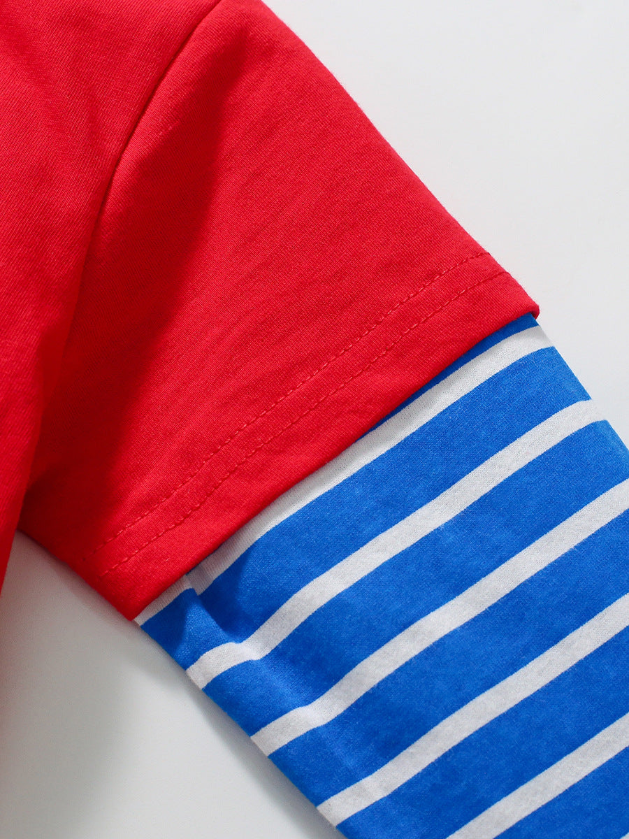 Arrival Autumn Boys’ Patchwork Long Sleeves Cartoon Pattern T-Shirt In European And American Style For Summer, MyKids-USA®, Baby & Toddler Outerwear, MyKids-USA - - - - - - -