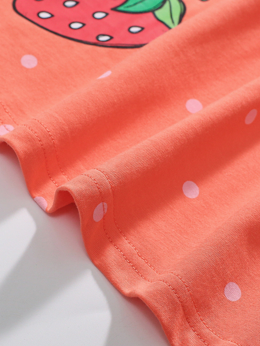 Autumn Arrival Girls’ Strawberry Pattern Dots Crew Neck Long Sleeves Dress, MyKids-USA®, Baby & Toddler Dresses, MyKids-USA - - - - - - -