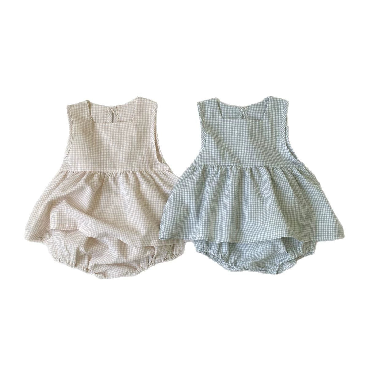 Summer Hot Selling Baby Kids Girls Sleeveless Square Neck Plaid Vest and Shorts Clothing Set, MyKids-USA®, Baby & Toddler Outfits, MyKids-USA - - - - - - -