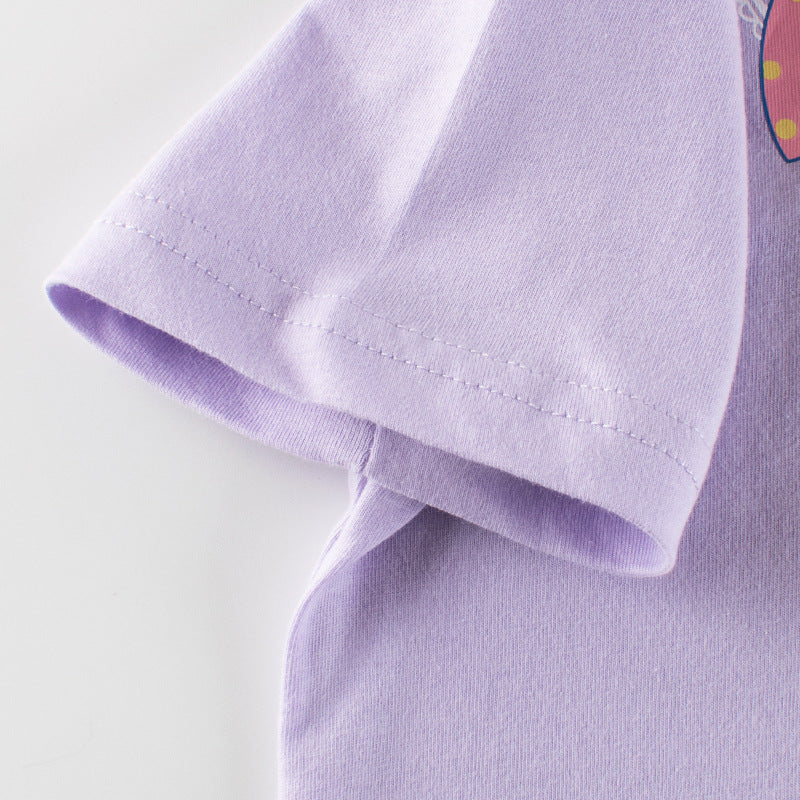 Baby Girl Solid Color Bow Tie Pattern Short Sleeve Tee, MyKids-USA®, Baby & Toddler Tops, MyKids-USA - - - - - - -