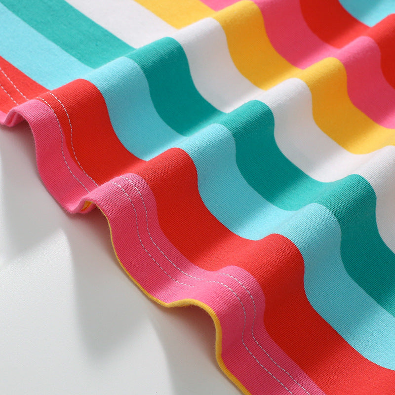 Summer Arrival Colorful Striped Pattern Fly Sleeves Dress for Stylish Girls, MyKids-USA®, Baby & Toddler Dresses, MyKids-USA - - - - - - -