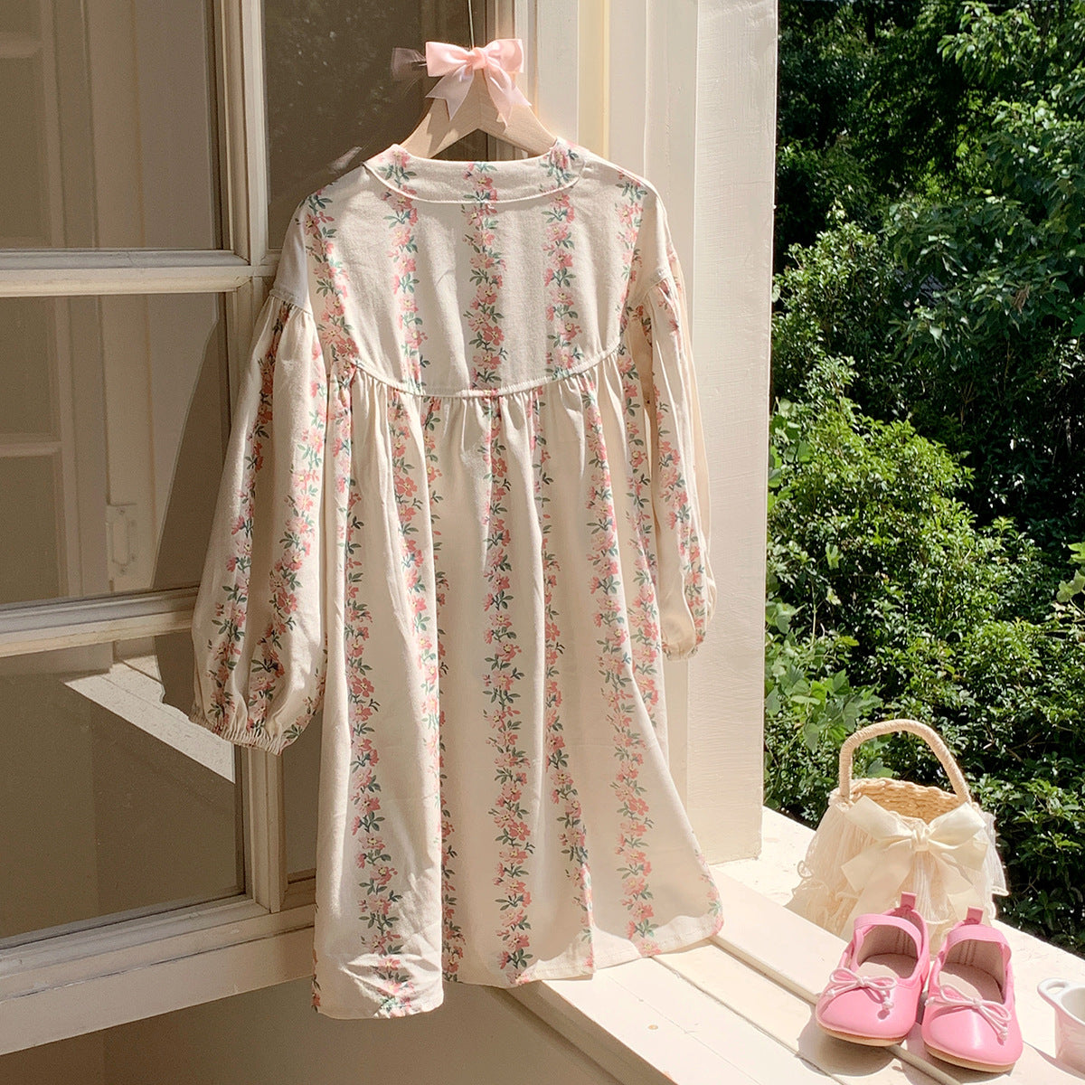 Arrival Autumn Girls Cute Flowers Striped Pattern Long Sleeves Crew Neck Loose Dress, MyKids-USA®, Baby & Toddler Dresses, MyKids-USA - - - - - - -