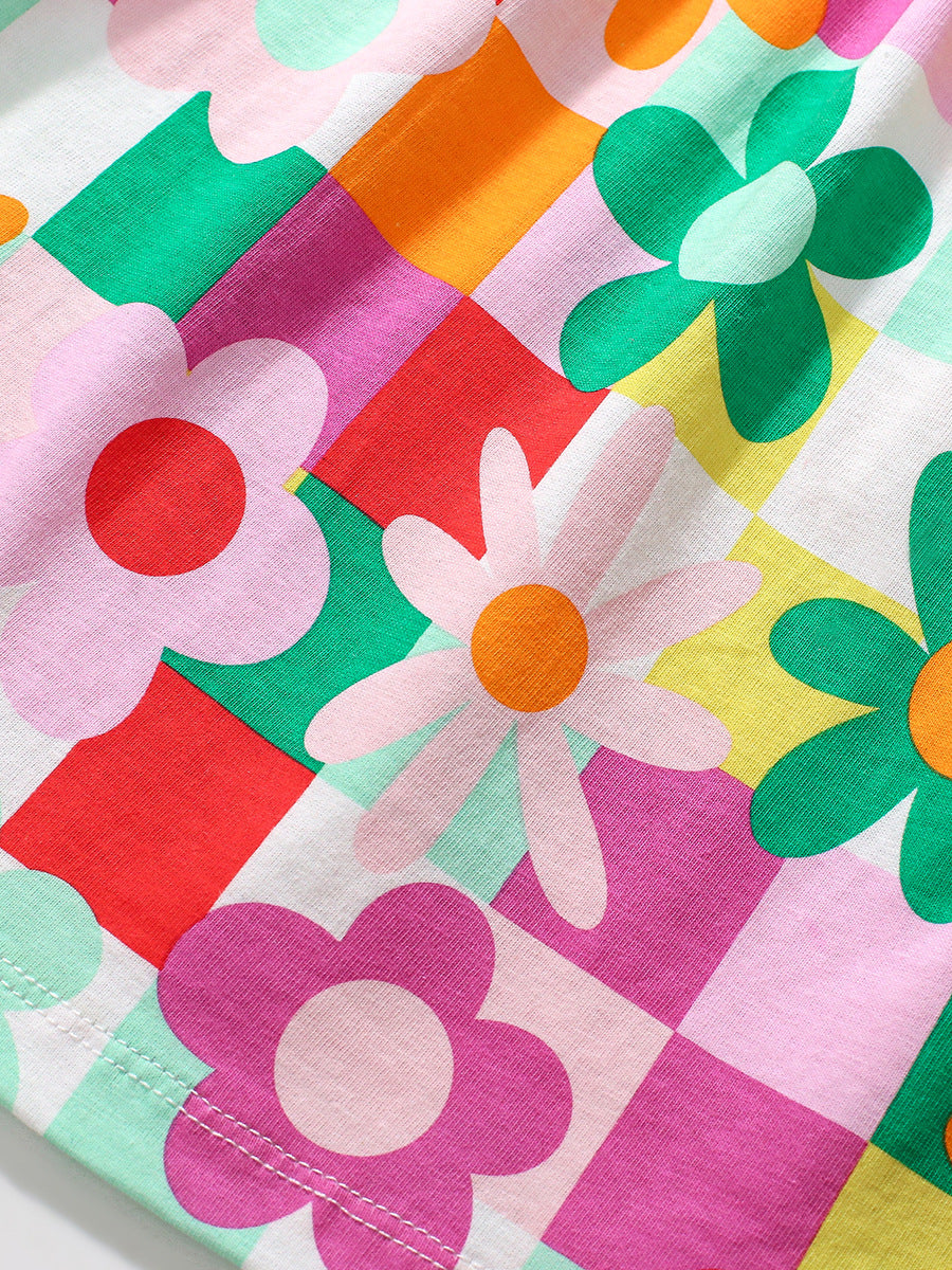 Design Autumn Girls Vivid Floral And Plaid Pattern Patchwork Long Sleeves Dress, MyKids-USA®, Baby & Toddler Dresses, MyKids-USA - - - - - - -