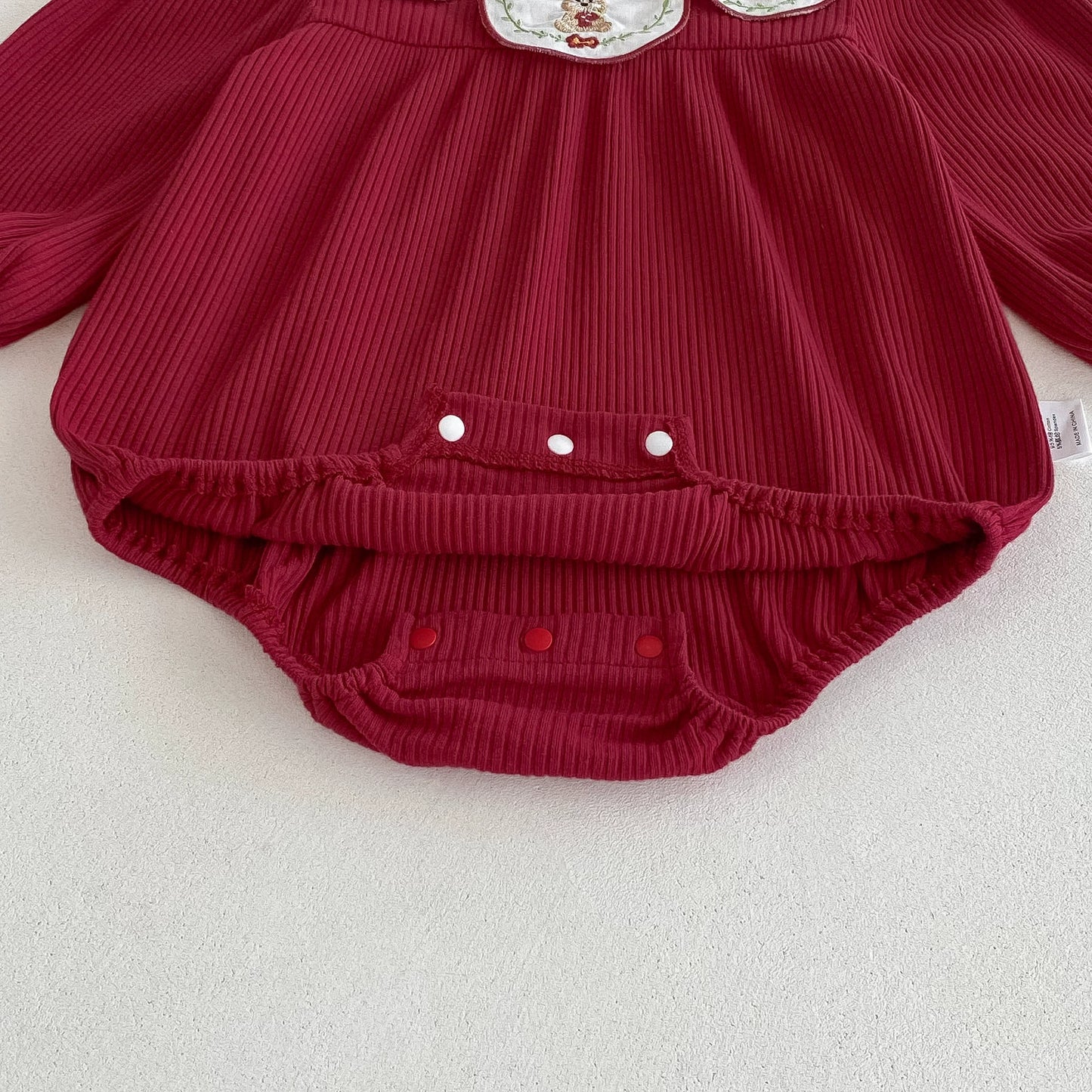 Autumn Hot Selling Baby Girls Red Long Sleeves Onesies Bodysuits with Rabbit and Flowers Embroidered Collar, MyKids-USA®, Baby One-Pieces, MyKids-USA - - - - - - -