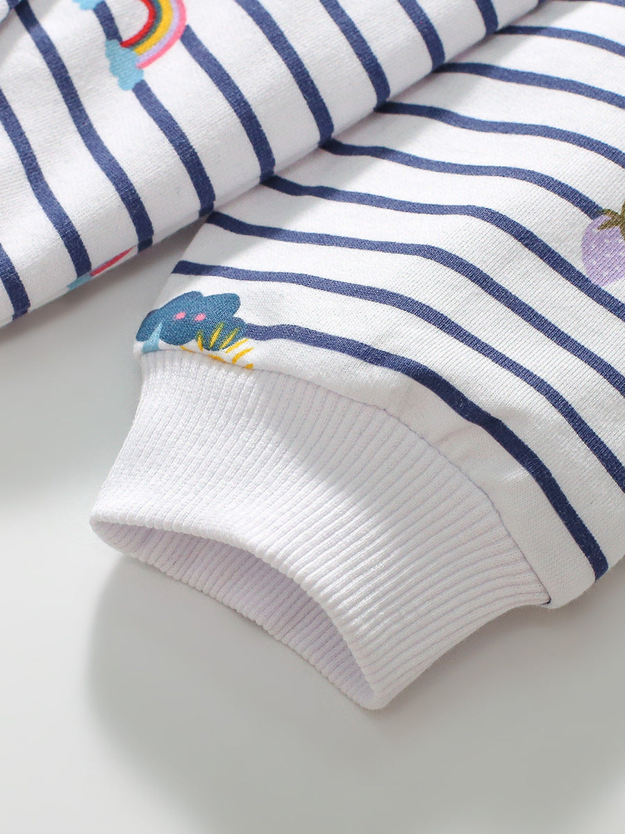 Arrival Baby Kids Girls Fruits And Rainbow Print Non-Zipper Striped Hoodie, MyKids-USA®, Baby & Toddler Outerwear, MyKids-USA - - - - - - -