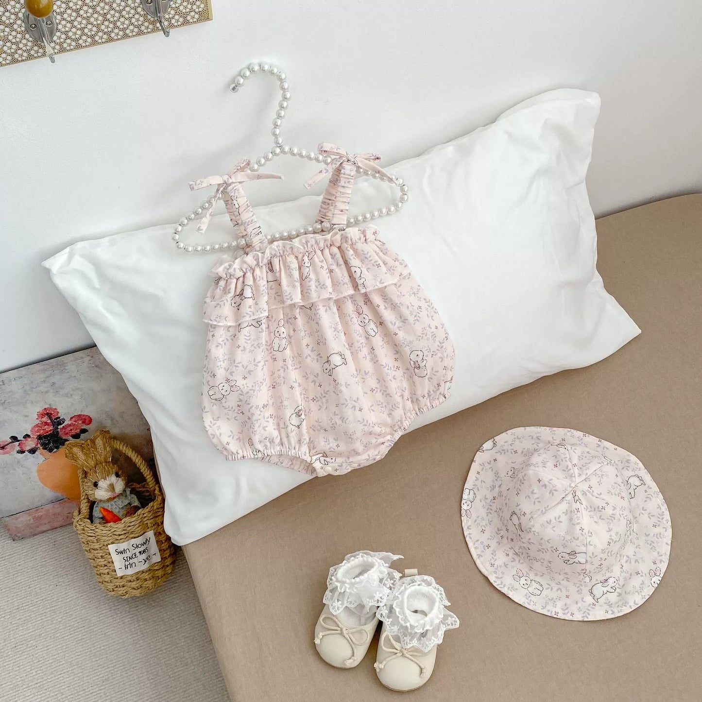 Summer Arrival Baby Girls Cute Sleeveless Rabbits and Flowers Pattern Onesies, MyKids-USA®, Baby One-Pieces, MyKids-USA - - - - - - -