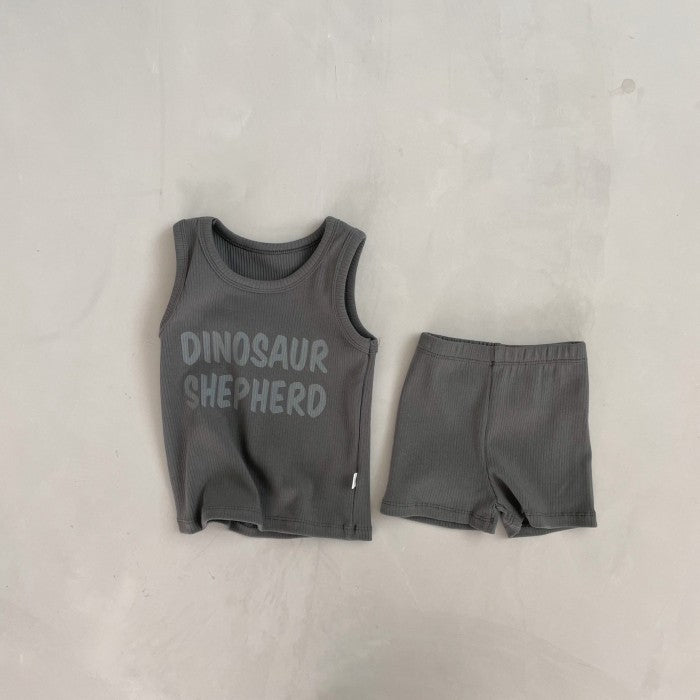 Summer Baby Kids Letters Pattern Sleeveless Vest and Plain Shorts Clothing Set, MyKids-USA®, Baby & Toddler Outfits, MyKids-USA - Size/Age - 66 (3-6M) - Color - Grey - - - TR2504222007-C