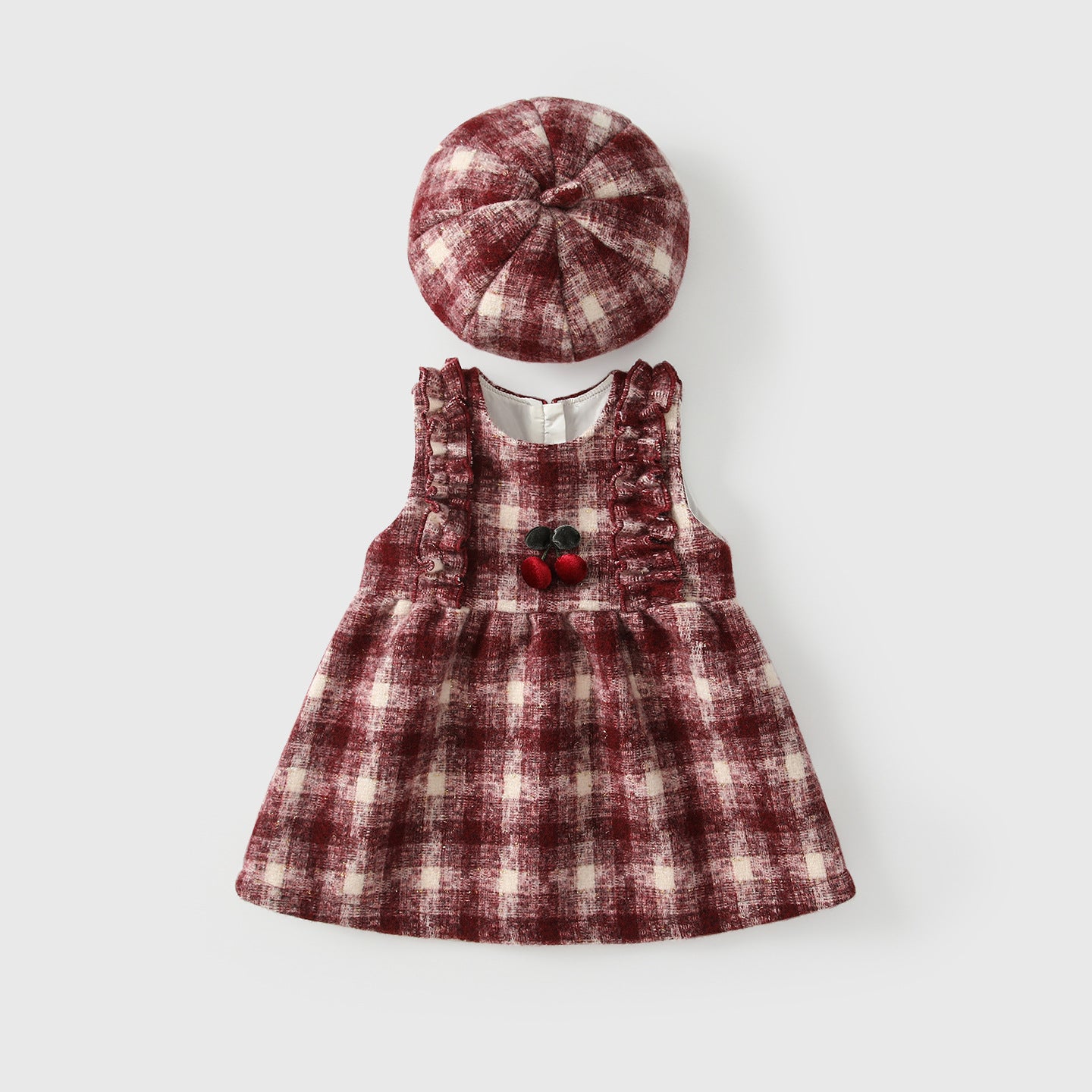 Winter Arrival Baby Kids Girls Cute Cherry and Plaid Pattern Sleeveles –  MyKids-USA®