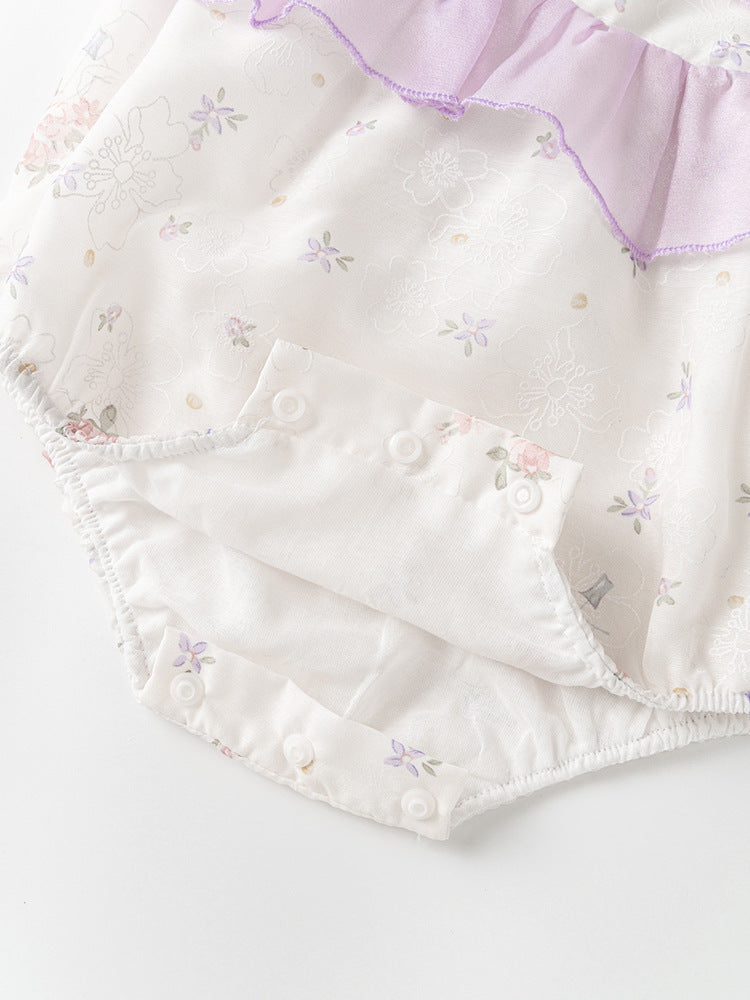 Summer Arrival Baby Girls Light Purple Floral Pattern Sleeveless Sweet Cute Onesies, MyKids-USA®, Baby One-Pieces, MyKids-USA - - - - - - -