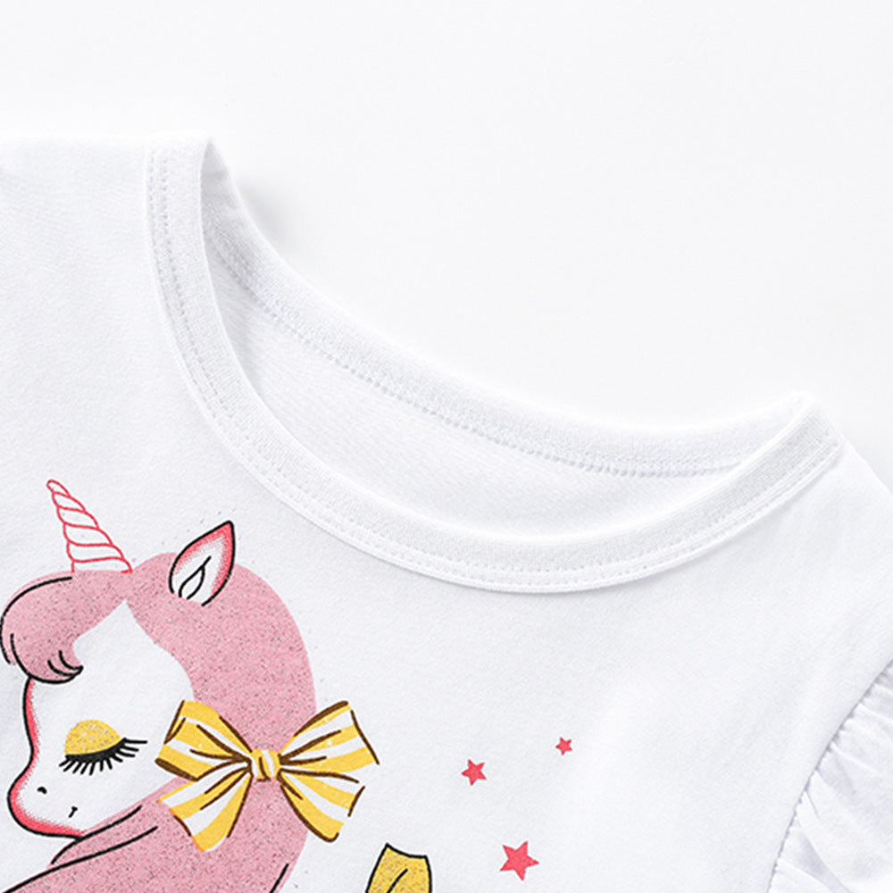 Summer Arrival Cartoon Pattern Short Sleeves Crew Neck Dress for Stylish Girls, MyKids-USA®, Baby & Toddler Dresses, MyKids-USA - - - - - - - .