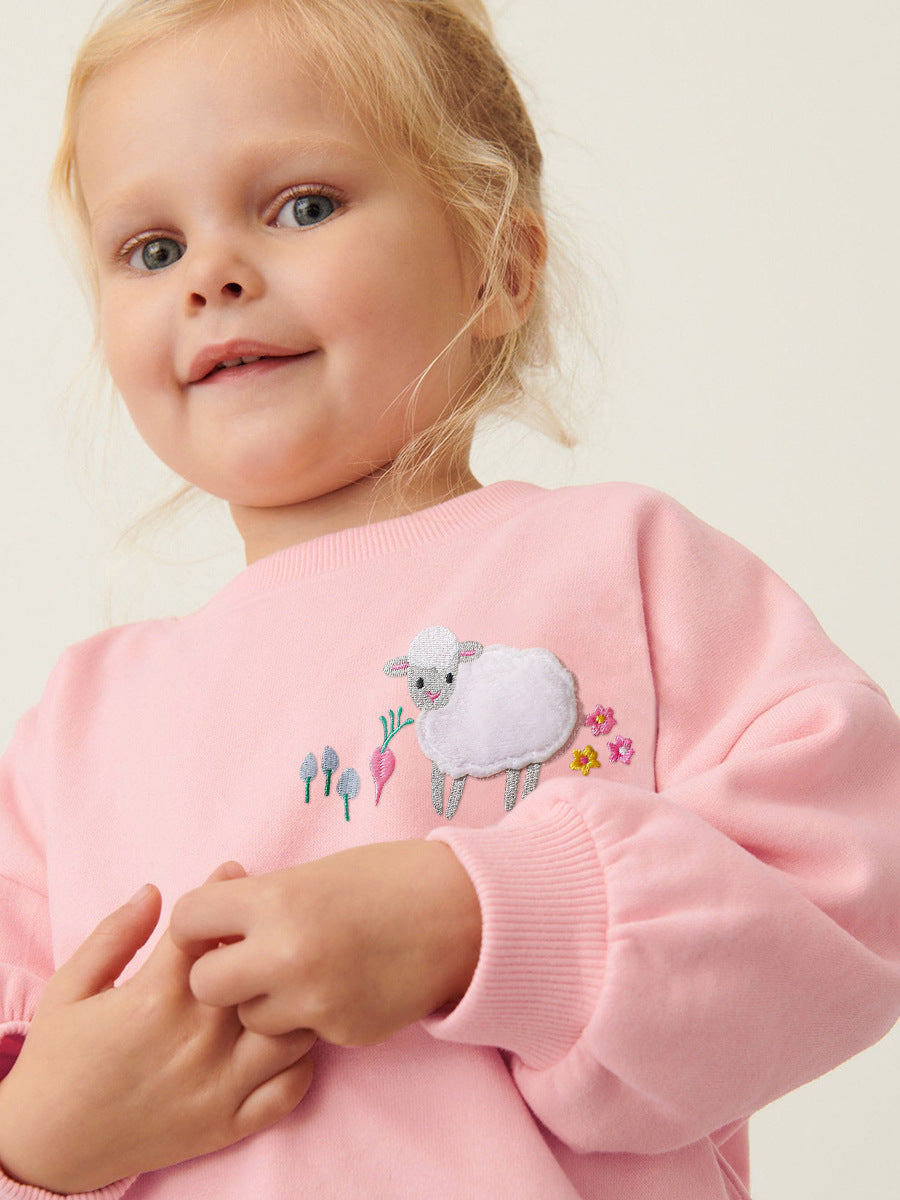 Spring And Autumn Girls Cute Sheep Cartoon Pattern Long Sleeves Top Sweatshirt And Pants Clothing Set, MyKids-USA®, Baby & Toddler Outfits, MyKids-USA - - - - - - -