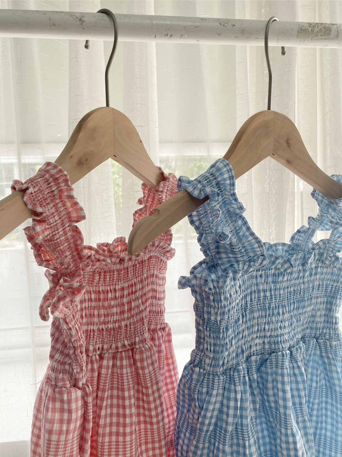 Summer Arrival Baby Girls Sleeveless Plaid Pattern Strap Dress