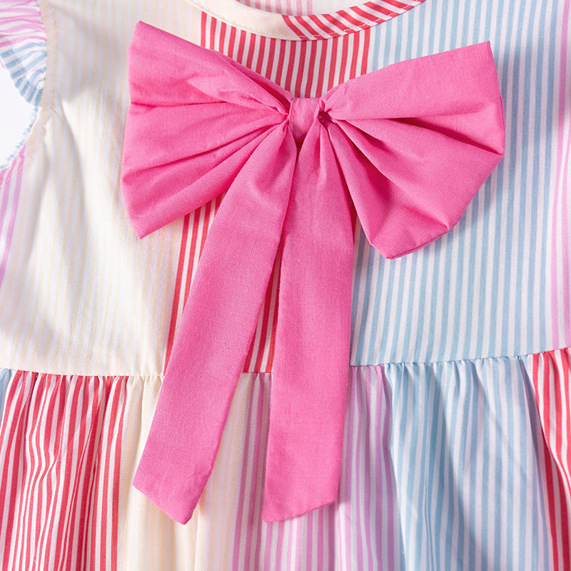 Summer Arrival Color Patchwork Striped Pattern Sleeveless Dress for Stylish Girls, MyKids-USA®, Baby & Toddler Dresses, MyKids-USA - - - - - - - .