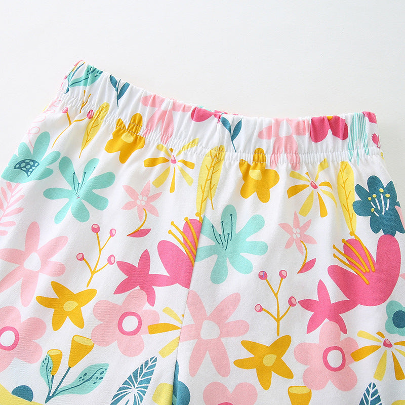 Summer Baby Kids Girls Floral Fox Cartoon Print T-Shirt And Shorts Clothing Set, MyKids-USA®, Baby & Toddler Outfits, MyKids-USA - - - - - - -