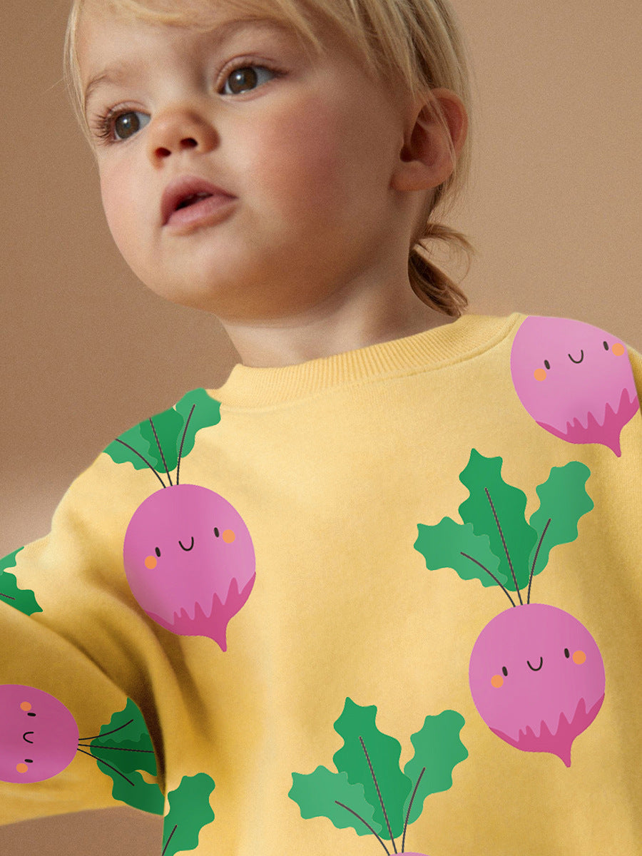 Spring And Autumn Girls Cute Turnip Cartoon Pattern Long Sleeves Top Sweatshirt And Pants Clothing Set, MyKids-USA®, Baby & Toddler Outfits, MyKids-USA - - - - - - -