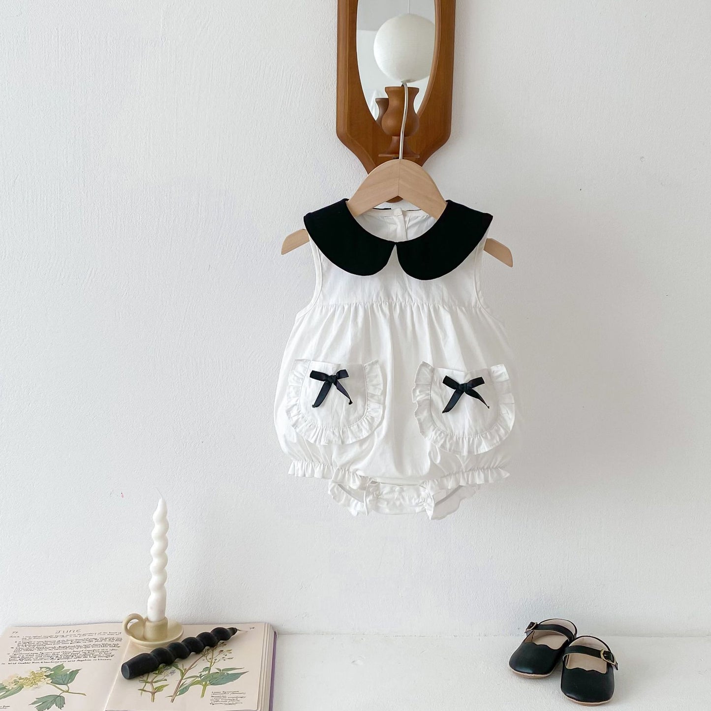 Hot Selling Summer Baby Kids Girls Color Patchwork Sleeveless Peter Pan Collar Pocketed bodysuit, MyKids-USA®, Baby One-Pieces, MyKids-USA - - - - - - - .