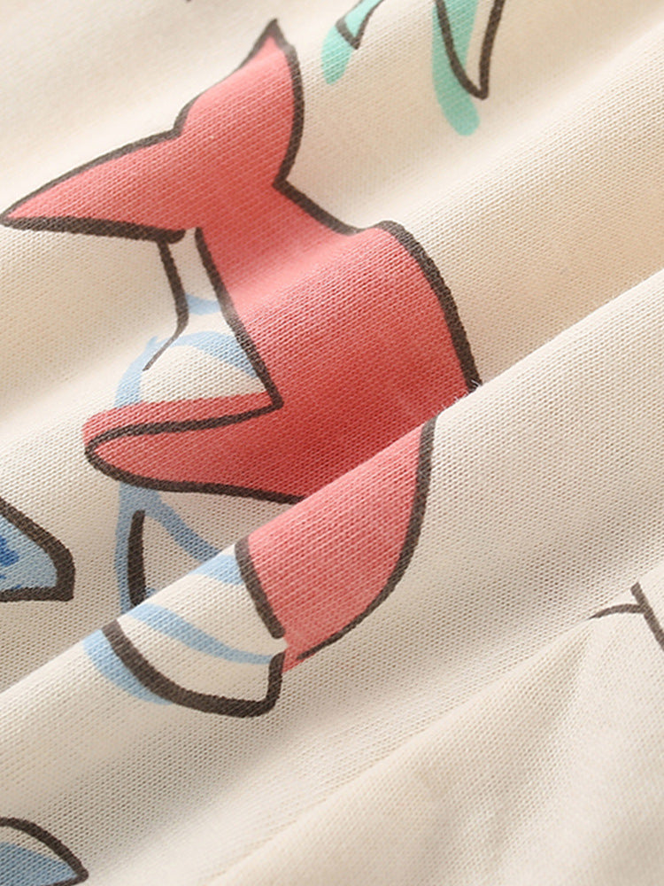 Summer Baby Kids Girls Marine Animals Cartoon Pattern Short Sleeves T-Shirt And Shorts Casual Clothing Set, MyKids-USA®, Baby & Toddler Outfits, MyKids-USA - - - - - - -