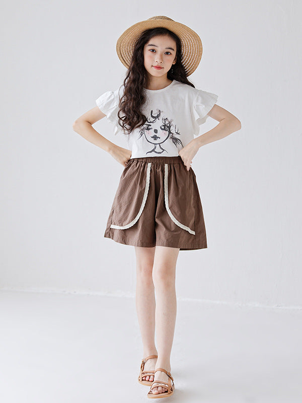 Summer Hot Selling Girls Cartoon Print Short Sleeves T-Shirt And Patchwork Style Shorts Clothing Set, MyKids-USA®, Baby & Toddler Outfits, MyKids-USA - - - - - - -