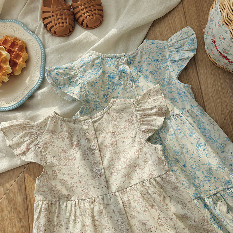 Summer Arrival Baby Girls Fly Sleeves Flowers Pattern Dress, MyKids-USA®, Baby & Children's Dresses, MyKids-USA - - - - - - - .