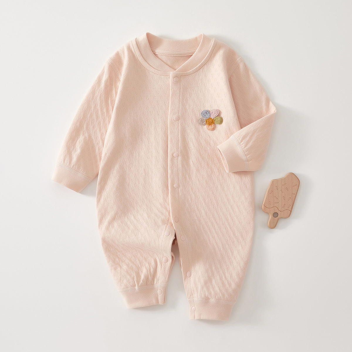 Spring Arrival Baby Unisex Long Sleeves Flowers Embroidered Pattern Rompers, MyKids-USA®, Baby One-Pieces, MyKids-USA - Size/Age - 59 (0-3M) - Color - Orange - - - TR2503012344-C