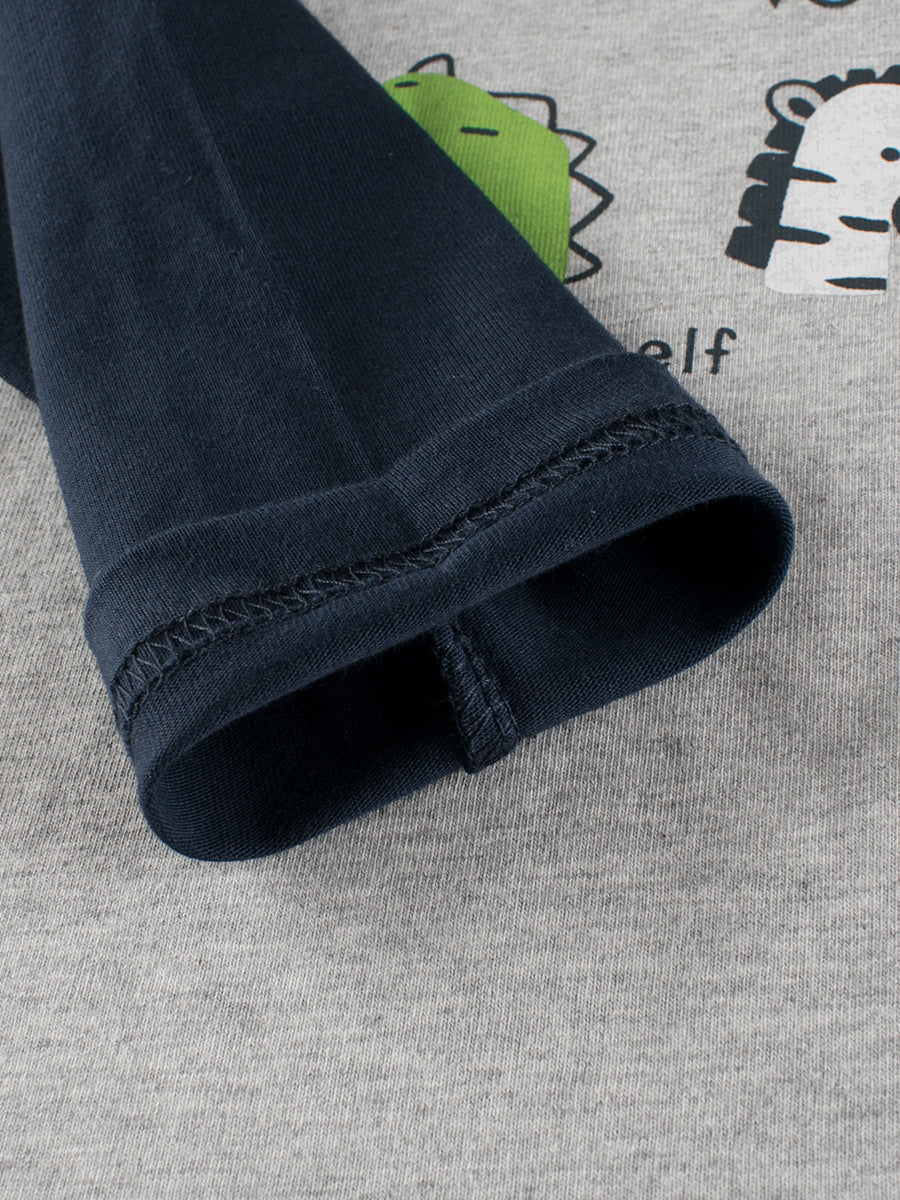 Autumn Baby Boys Letters and Animals Print Color Patchwork Long Sleeves Crew Neck Base Top Shirt, MyKids-USA®, Baby & Toddler Outerwear, MyKids-USA - - - - - - -