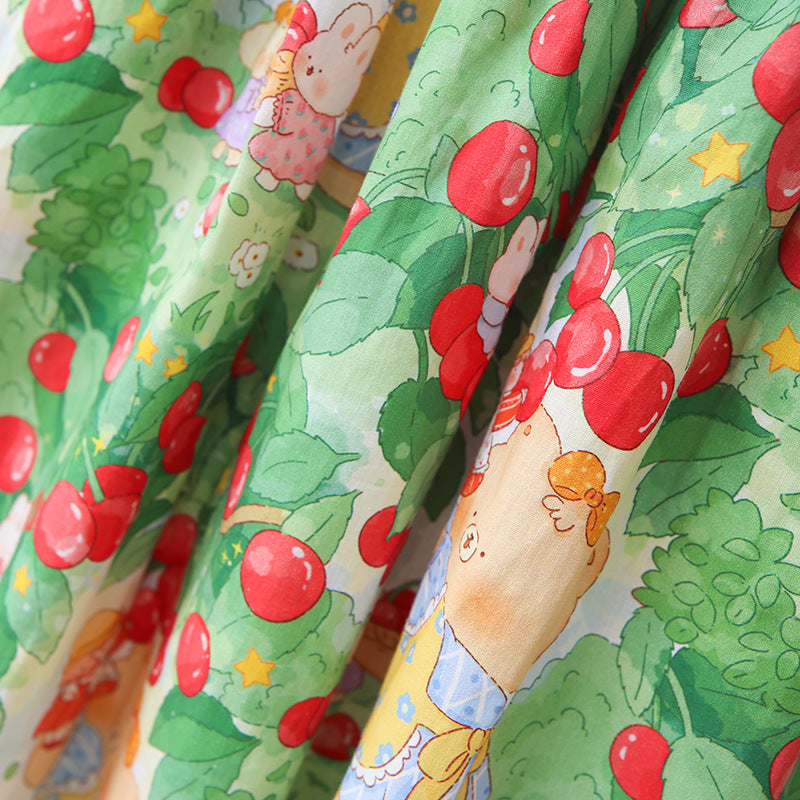 Design Summer Kids Girls Cartoon Oil Painting Print Short Sleeves Embroidered Collar Dress, MyKids-USA®, Baby & Toddler Dresses, MyKids-USA - - - - - - -