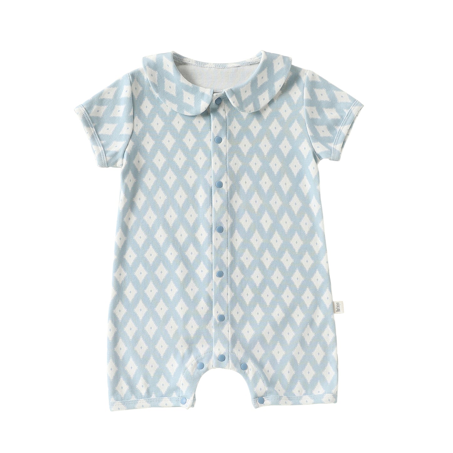 Summer Arrival Baby Unisex Short Sleeves Geometric Pattern Single Breasted Rompers, MyKids-USA®, Baby & Children's One-Pieces, MyKids-USA - Size/Age - 66 (3-6M) - Color - Light Blue - - - TR2604212301-C.
